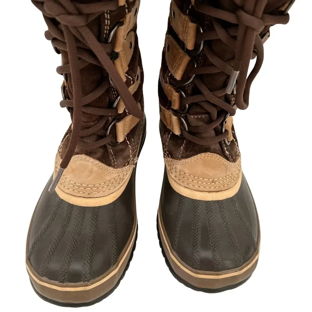 Sorel Women's Brown Leather Joan of Arctic Waterproof Snow Boots Size 5